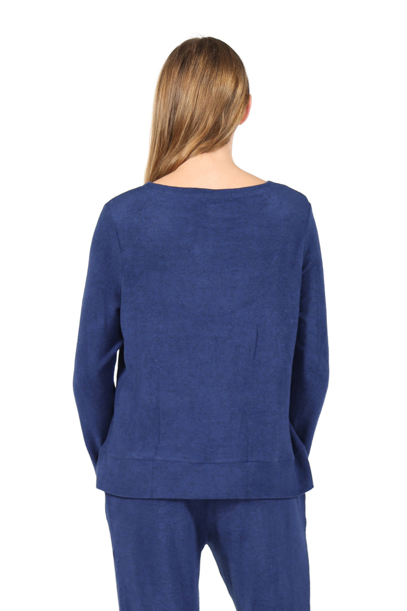 COZY LONG SLEEVE TOP COMFORT COLLECTION-HEATHER DENIM-LA CERA