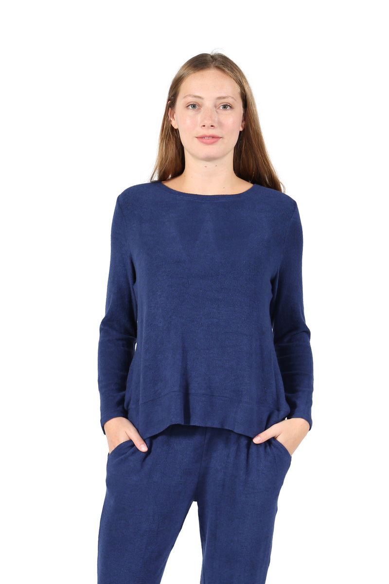 COZY LONG SLEEVE TOP COMFORT COLLECTION-HEATHER DENIM-LA CERA