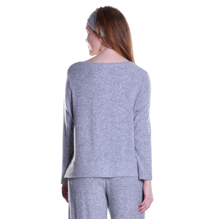 COZY LONG SLEEVE TOP COMFORT COLLECTION-HEATHER GREY-LA CERA