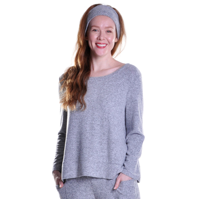 COZY LONG SLEEVE TOP COMFORT COLLECTION-HEATHER GREY-LA CERA