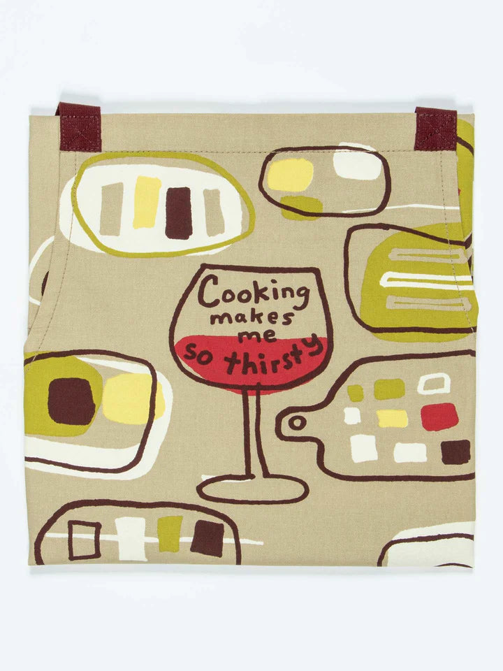 COOKING MAKES ME SO THIRSTY APRON-BLUE Q