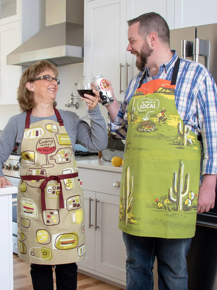 COOKING MAKES ME SO THIRSTY APRON-BLUE Q