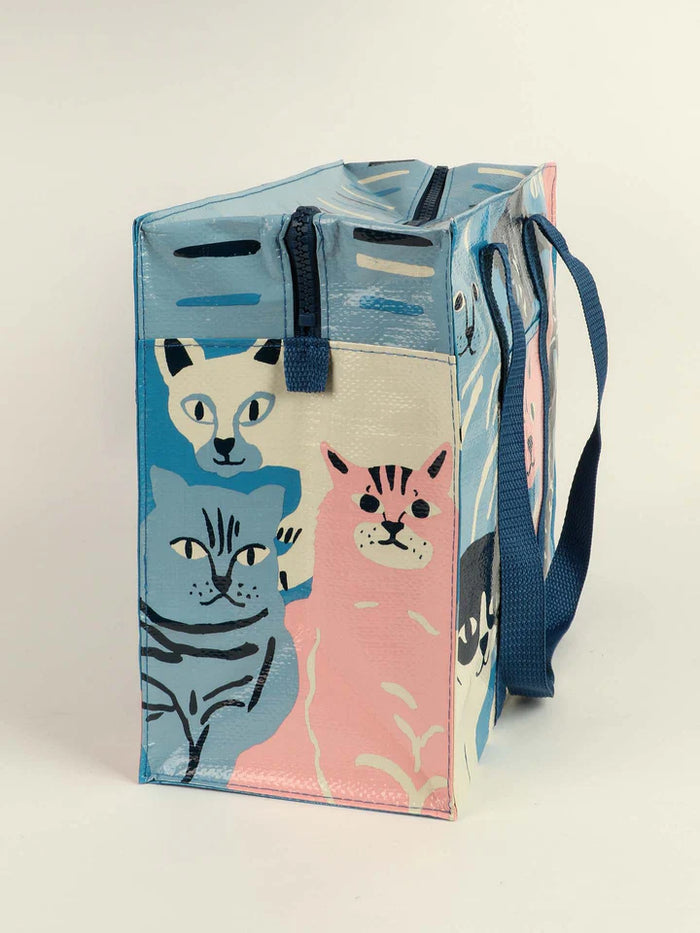 HAPPY CATS SHOULDER TOTE - BLUE Q