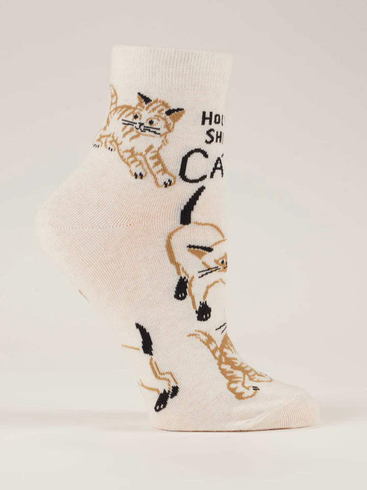 HOLY SHIT. CATS! ANKLE WOMENS' SOCKS-BLUE Q