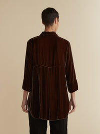 VELVET EASY BUTTONDOWN SHIRT-SADDLE-CUT LOOSE