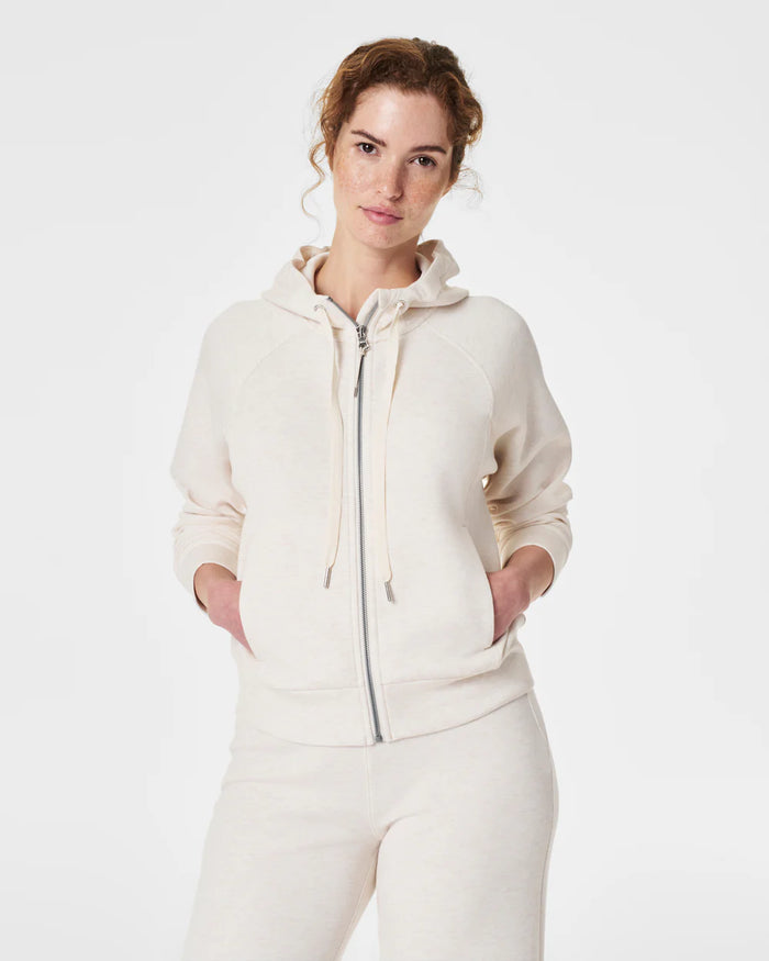 AIR ESSENTIALS FULL ZIP-OATMEAL HEATHER-SPANX