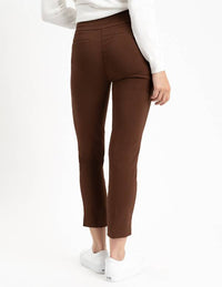 WOVEN POCKET ANKLE PANT-CHOCOLATE- RENUAR