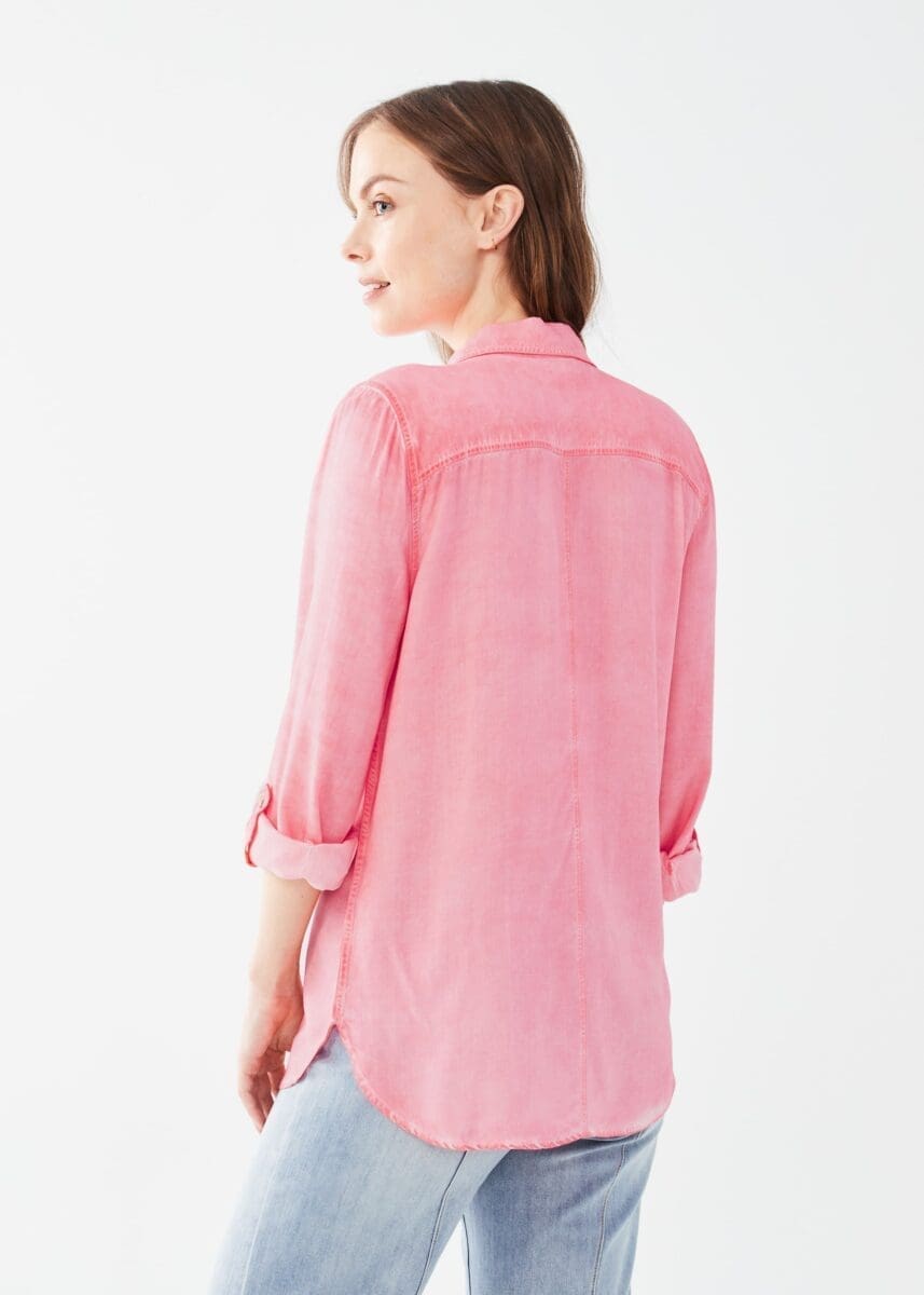 LONG SLEEVE ROLL TAB SHIRT-FLAMINGO PINK-FDJ FRENCH DRESSING