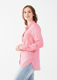 LONG SLEEVE ROLL TAB SHIRT-FLAMINGO PINK-FDJ FRENCH DRESSING