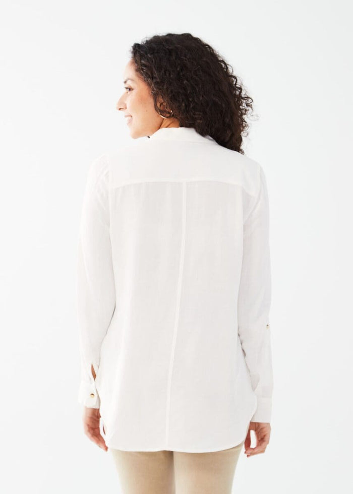 LONG SLEEVE ROLL TAB SHIRT-WHITE-FDJ FRENCH DRESSING