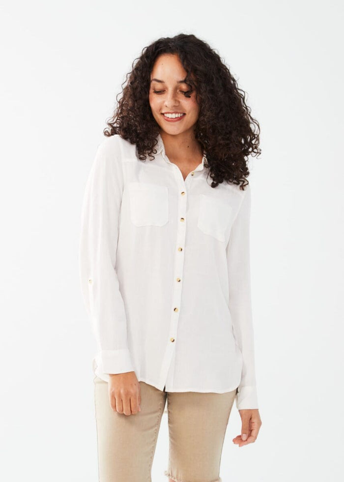 LONG SLEEVE ROLL TAB SHIRT-WHITE-FDJ FRENCH DRESSING