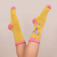 A-Z ALPHABET MONOGRAM LETTER ANKLE SOCKS-POWDER