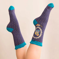 A-Z ALPHABET MONOGRAM LETTER ANKLE SOCKS-POWDER