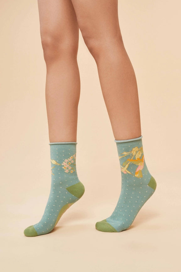 HUMMINGBIRD BAMBOO ANKLE SOCKS-POWDER