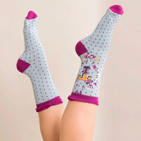 A-Z ALPHABET MONOGRAM LETTER ANKLE SOCKS-POWDER