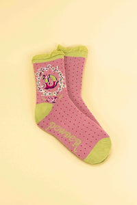 A-Z ALPHABET MONOGRAM LETTER ANKLE SOCKS-POWDER