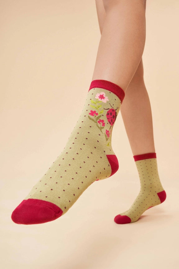 LADYBIRD BAMBOO ANKLE SOCKS-POWDER