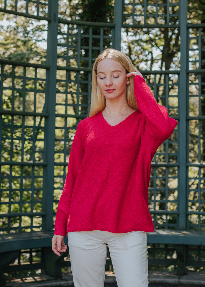 LONG SLEEVE V-NECK SWEATER 100% COTTON - AVALIN