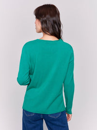 BASIC V-NECK SWEATER-FOREST-CHARLIE B