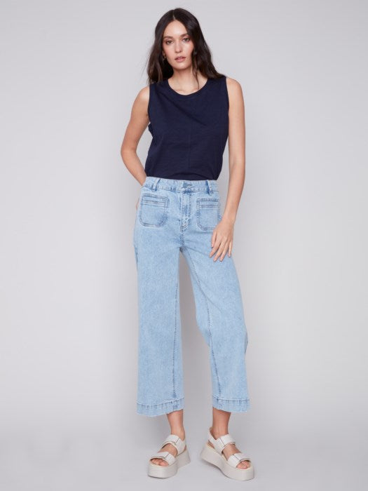 CROP WIDE LEG JEANS-CHARLIE B