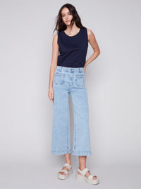 CROP WIDE LEG JEANS-CHARLIE B