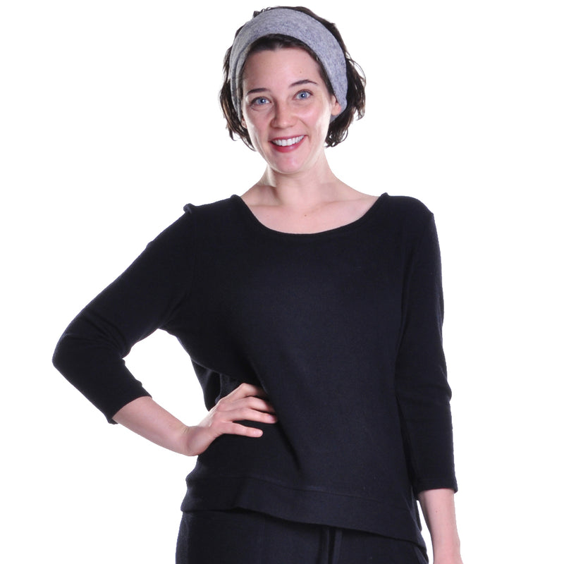 COZY LONG SLEEVE TOP COMFORT COLLECTION-BLACK-LA CERA