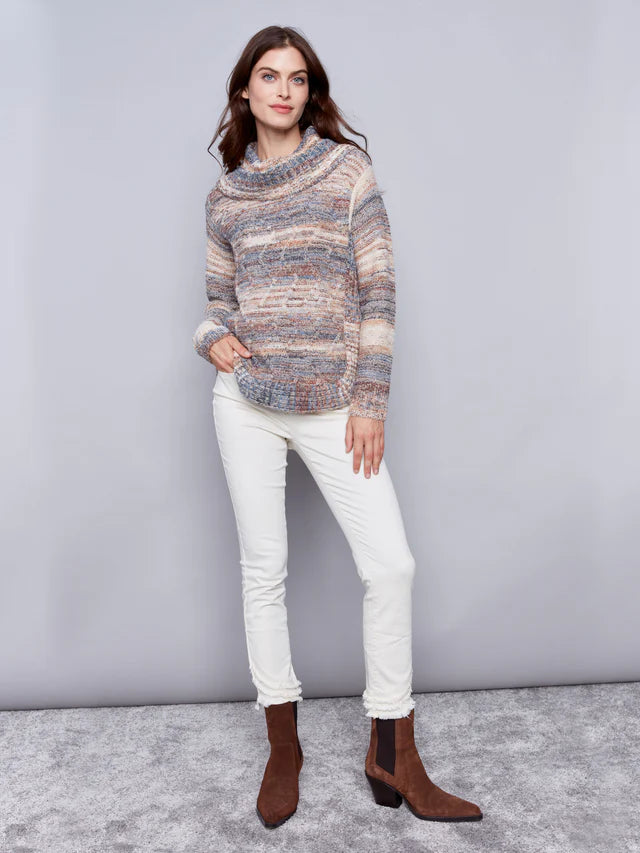 SPACE DYE TURTLE NECK SWEATER-CHARLIE B