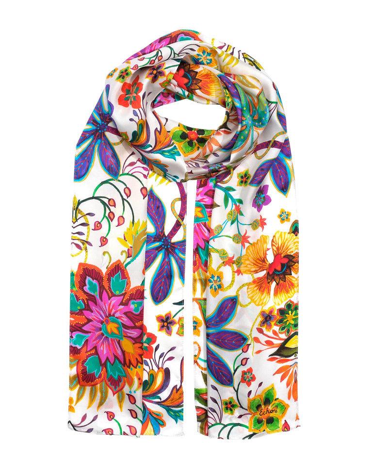 FANTASTICAL FLORAL SILK OBLONG-ECHO DESIGN