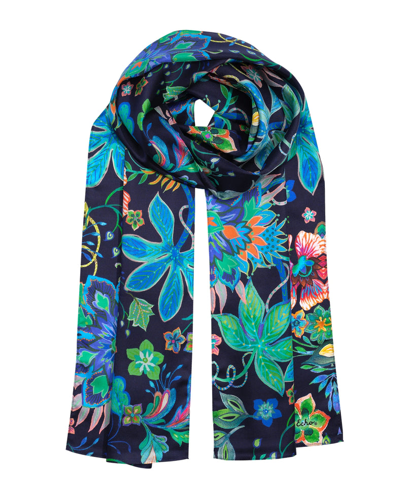 FANTASTICAL FLORAL SILK OBLONG-ECHO DESIGN