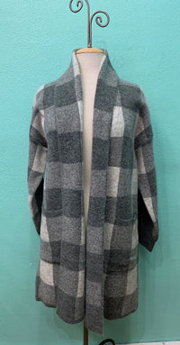 GREY PLAID CARDIGAN-FUNSPORT