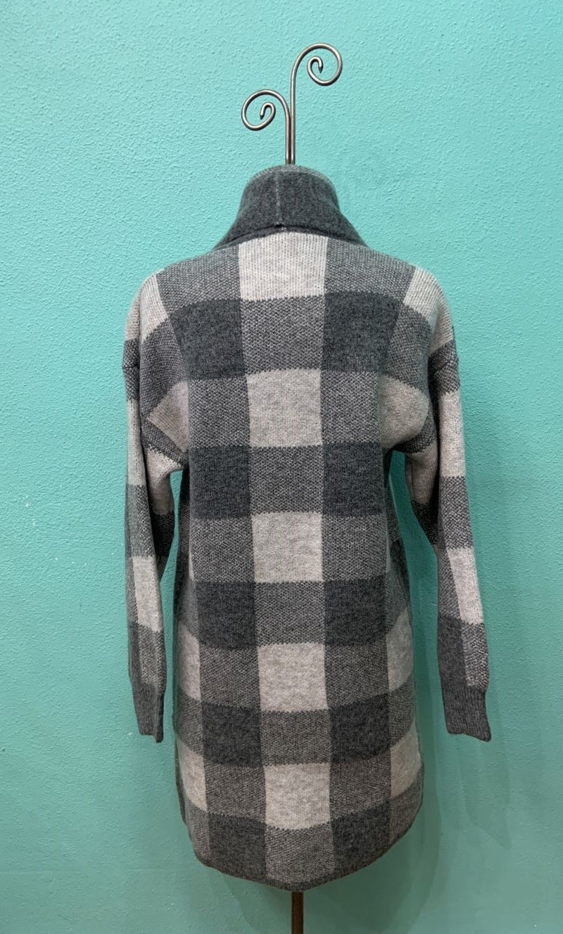 GREY PLAID CARDIGAN-FUNSPORT