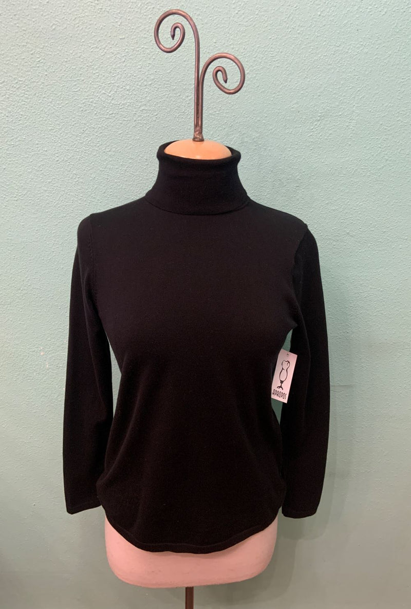 CLASSIC T-NECK SWEATER-BLACK-EDINBURGH KNITWEAR