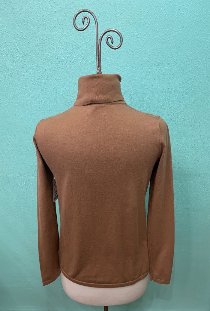 CLASSIC T-NECK SWEATER-LATTE-EDINBURGH KNITWEAR