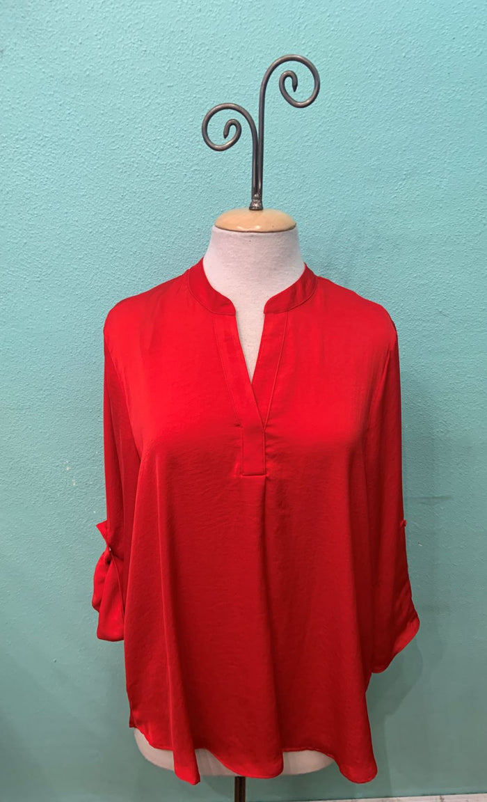 AIR FLOW SPLIT V NECK BLOUSE-FERRARI-RENUAR