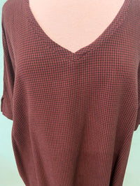 V-NECK TENCEL MINI CHECK-BARNWOOD-CUT LOOSE