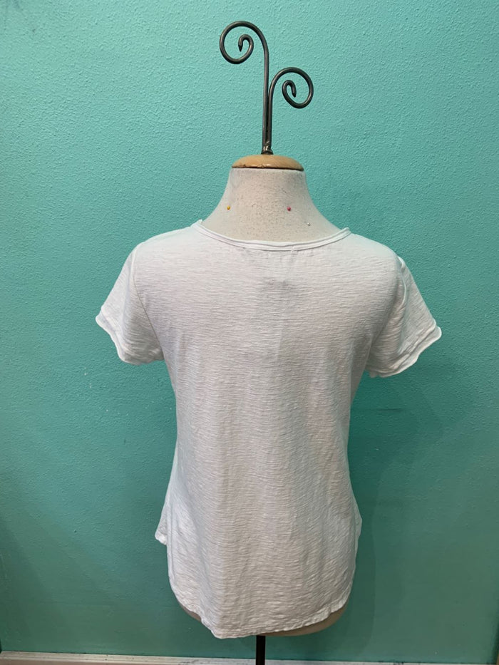 RAW EDGE V-NECK TEE-WHITE-CUT LOOSE