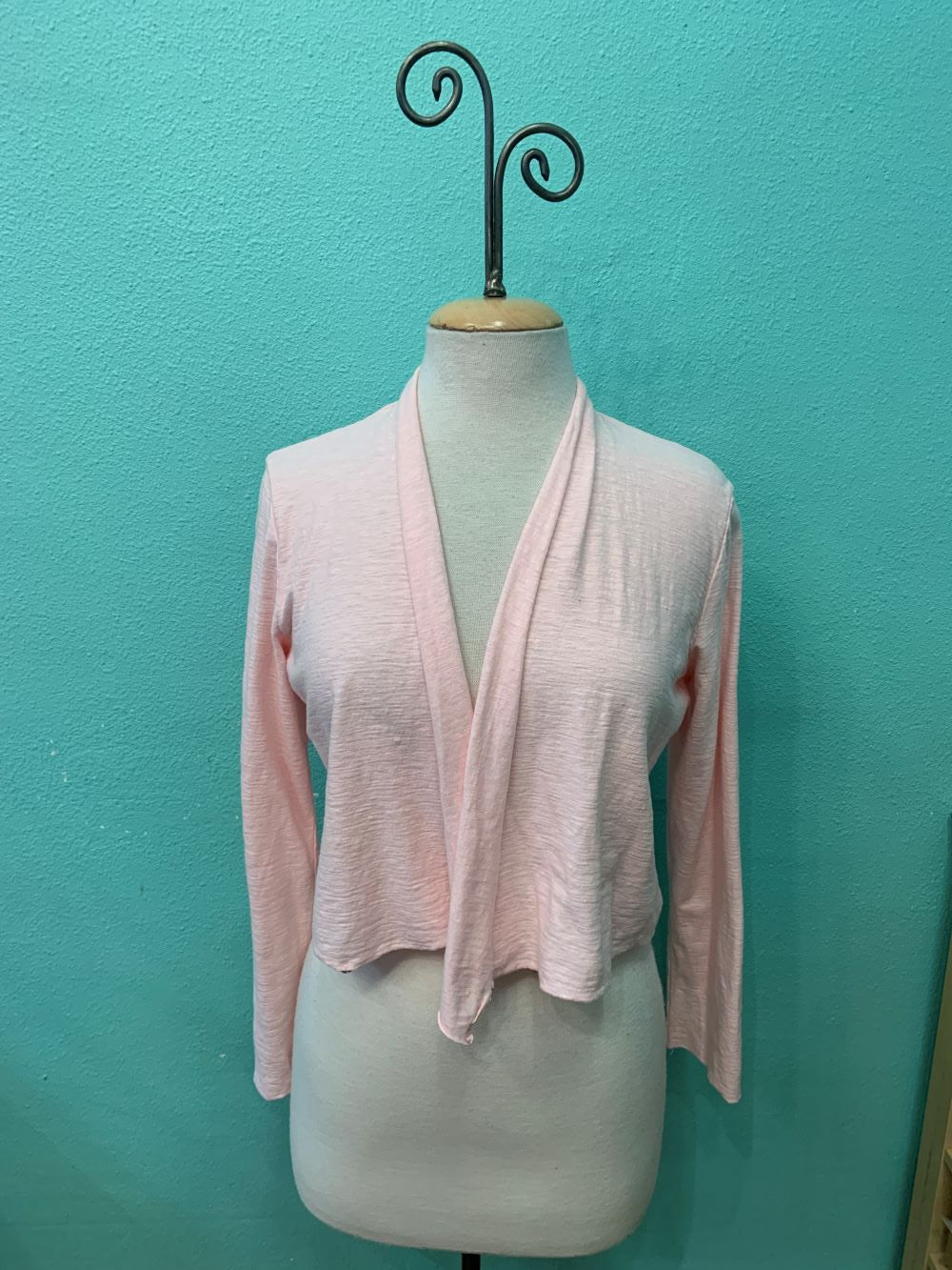 CROPPED CARDIGAN-PINK SALT-CUT LOOSE