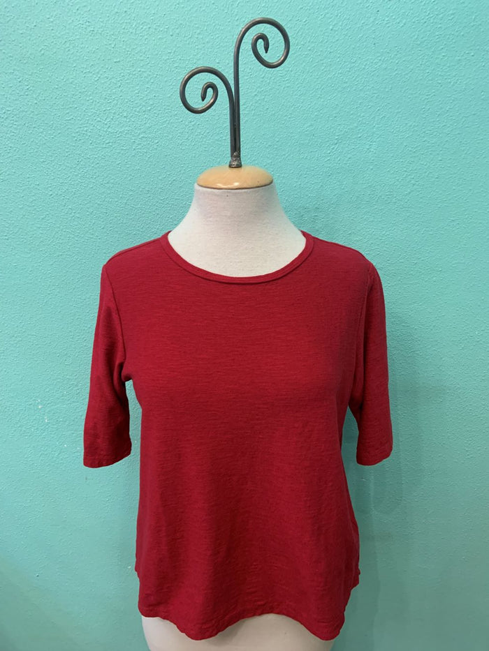 ELBOW SLEEVE BOXY TEE-CARDINAL-CUT LOOSE