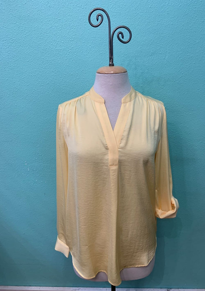 AIR FLOW SPLIT V NECK BLOUSE-CORN-RENUAR