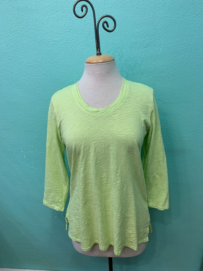 3/4 SLEEVE SCOOP TEE-LIMEADE-COTTON LANI