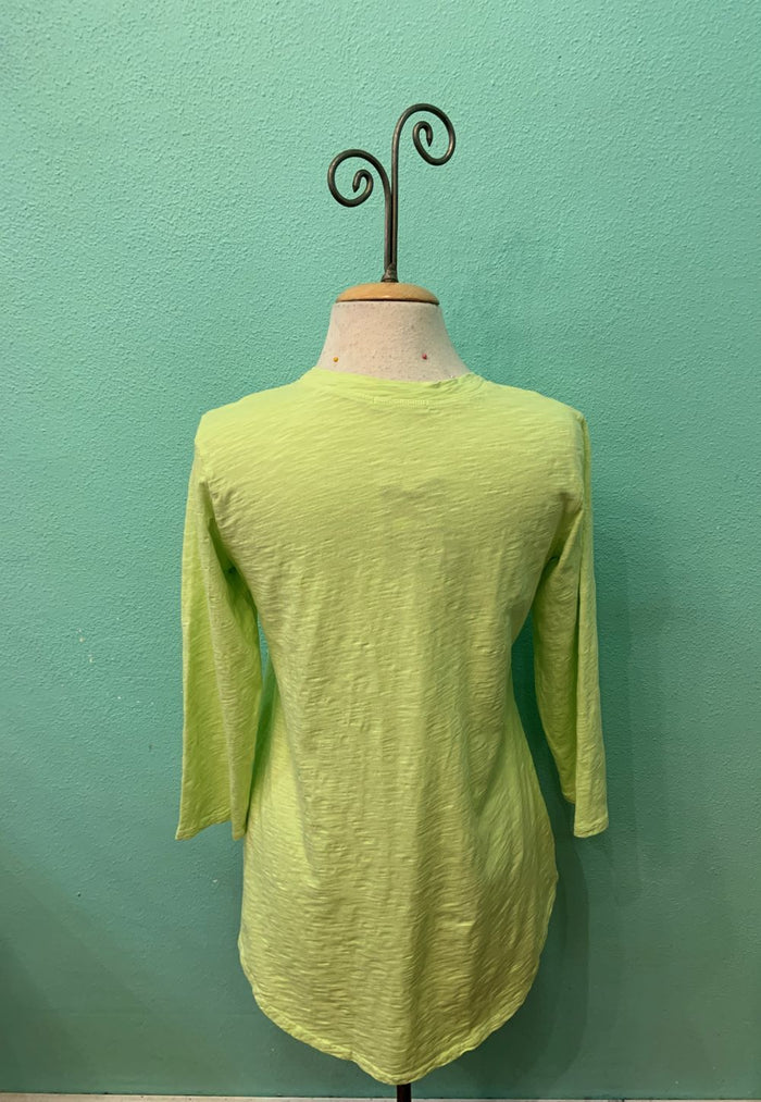 3/4 SLEEVE SCOOP TEE-LIMEADE-COTTON LANI