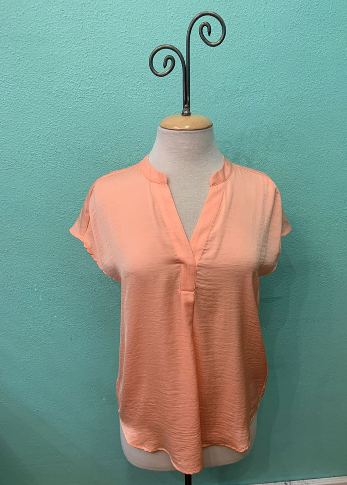 CAP SLEEVE AIRFLOW BLOUSE-PEACHY-RENUAR