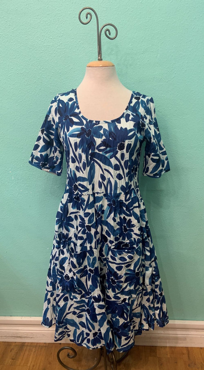 JESS DRESS BLUE DAISY-DRESS ADDICT