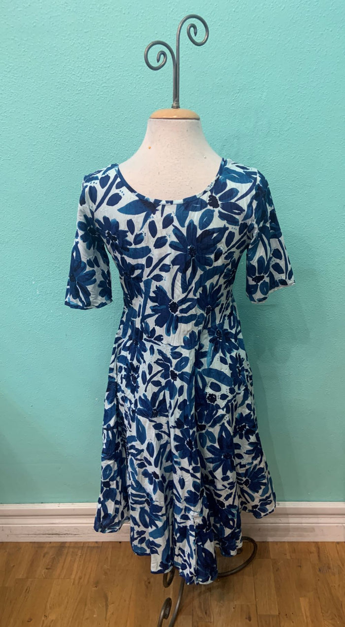 JESS DRESS BLUE DAISY-DRESS ADDICT