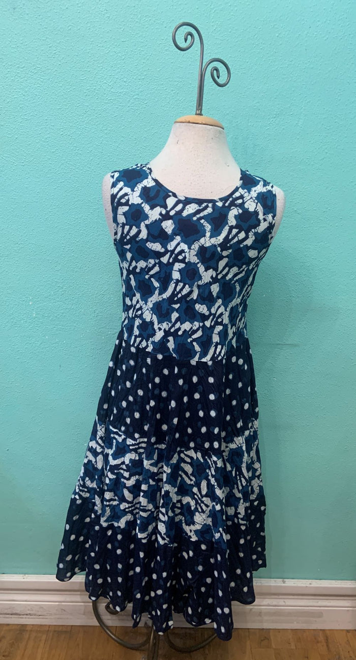 JOY DRESS MIX BLUE/POLKA-DRESS ADDICT