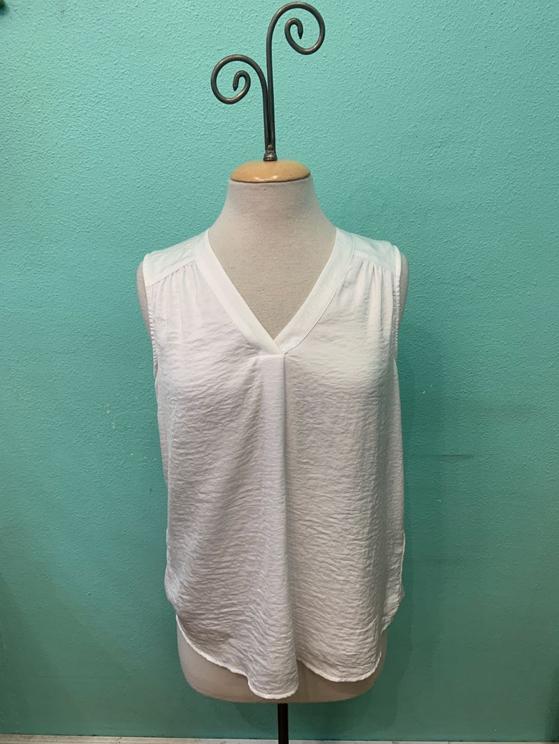 V-NECK TANK AIRFLOW BLOUSE-WHITE-RENUAR