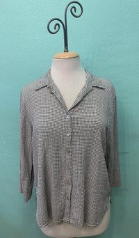 EASY CROP SHIRT CRINKLE CHECK-COBBLESTONE-CUT LOOSE