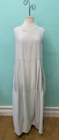 SEAMED BUBBLE DRESS-ALUMINUM-CUT LOOSE