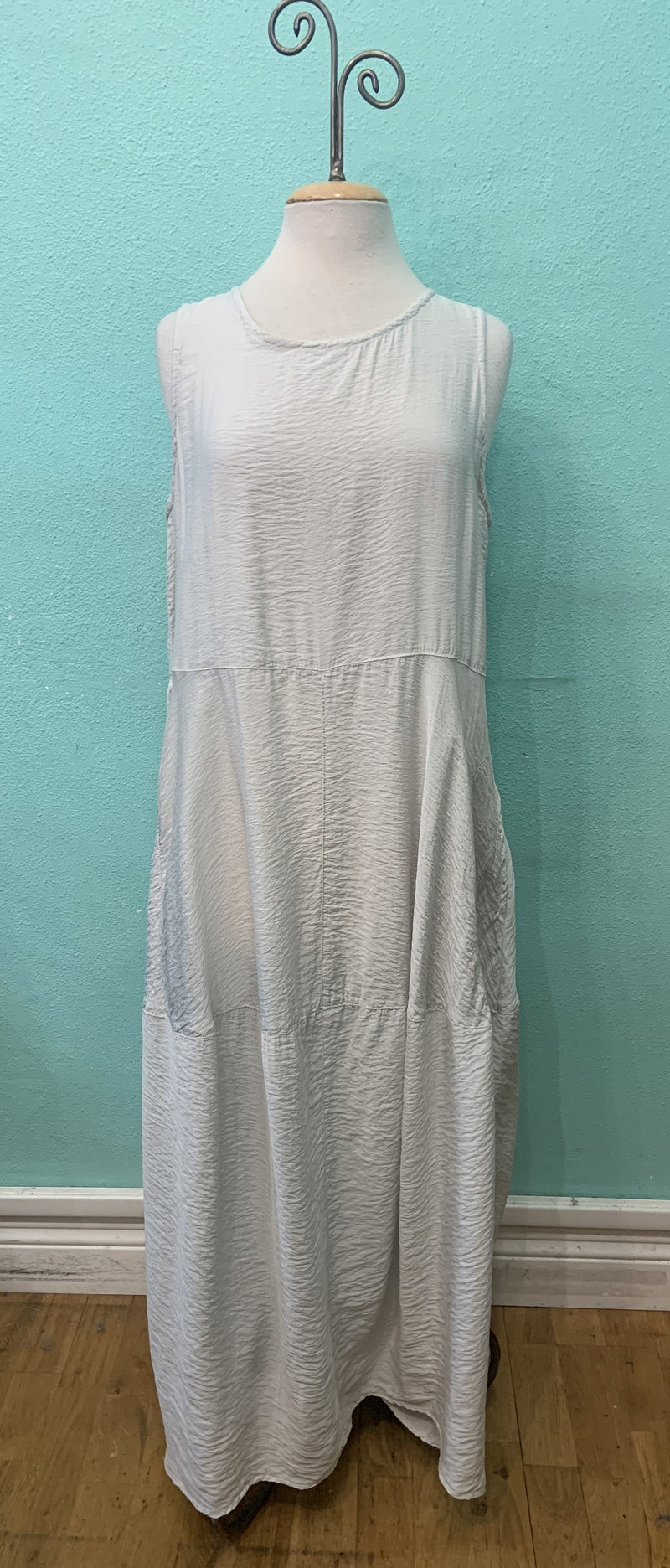 SEAMED BUBBLE DRESS-ALUMINUM-CUT LOOSE