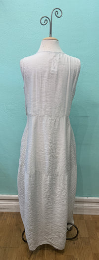 SEAMED BUBBLE DRESS-ALUMINUM-CUT LOOSE